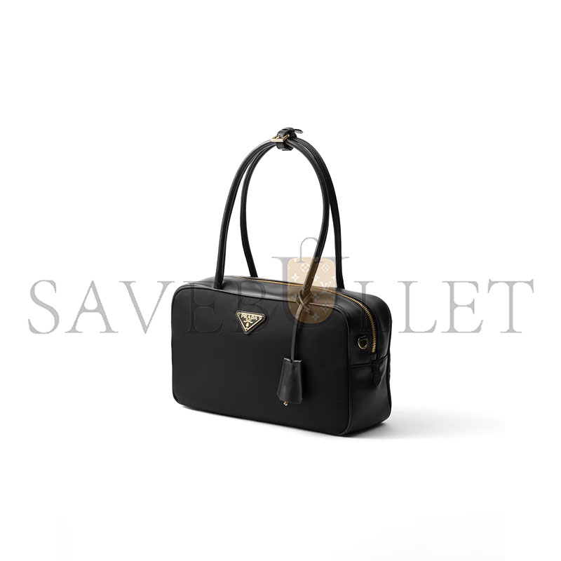 PRADA RE-NYLON AND LEATHER MEDIUM TOP-HANDLE BAG WITH PADLOCK 1BB132 (30*17.5*10cm) PRADA RE-NYLON AND LEATHER MEDIUM TOP-HANDLE BAG WITH PADLOCK 1BB132 (30*17.5*10cm)